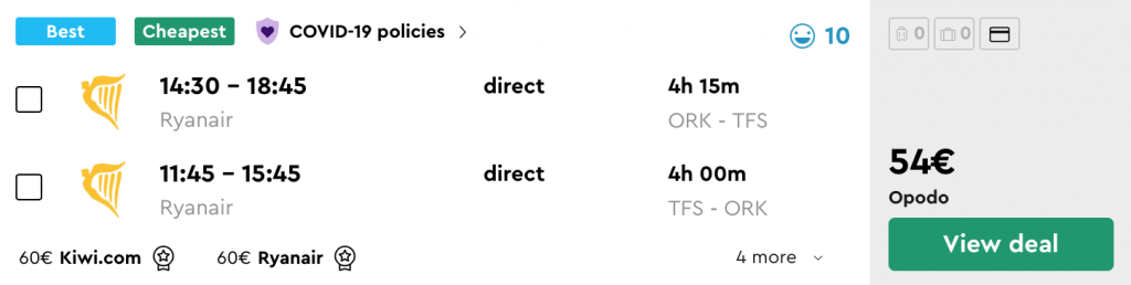 flights to Tenerife